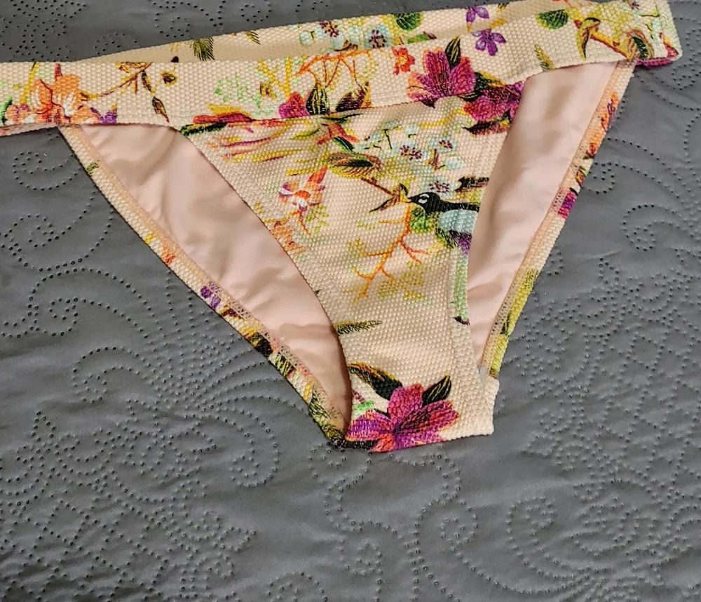 Cabana del Sol Floral Pink Bikini Bottom Small